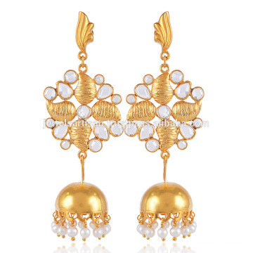 Crystal and Pearl 925 Silver jhumka Earrings